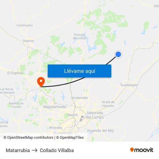 Matarrubia to Collado Villalba map
