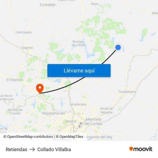 Retiendas to Collado Villalba map