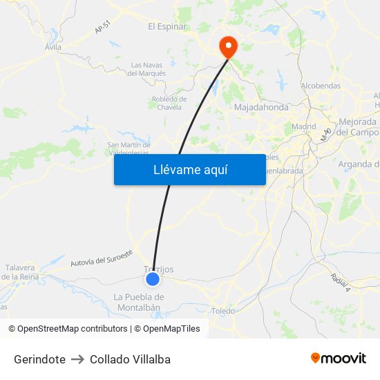 Gerindote to Collado Villalba map