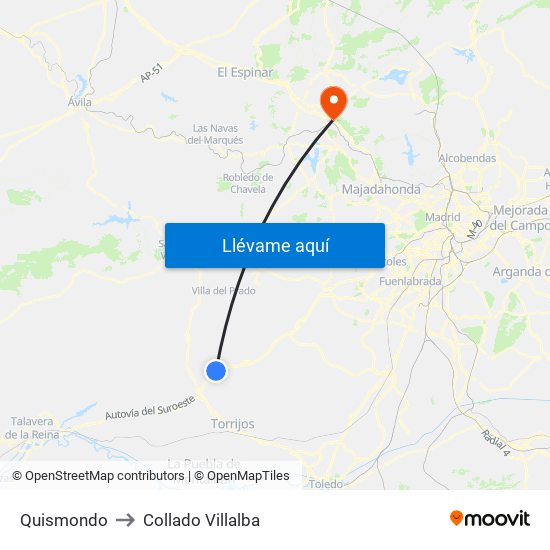 Quismondo to Collado Villalba map