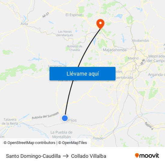 Santo Domingo-Caudilla to Collado Villalba map
