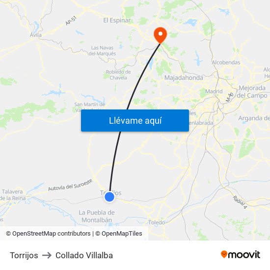 Torrijos to Collado Villalba map