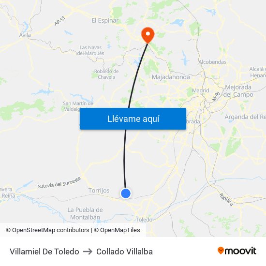 Villamiel De Toledo to Collado Villalba map