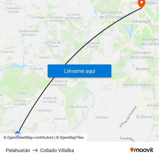 Pelahustán to Collado Villalba map