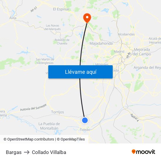 Bargas to Collado Villalba map