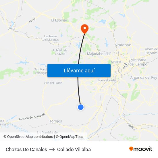 Chozas De Canales to Collado Villalba map