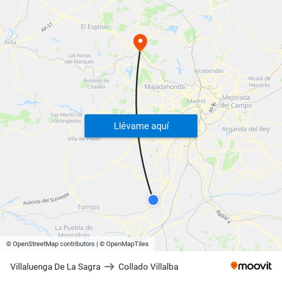 Villaluenga De La Sagra to Collado Villalba map