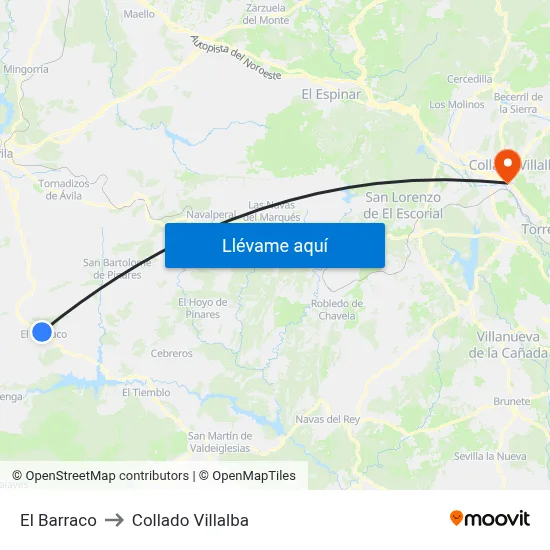 El Barraco to Collado Villalba map