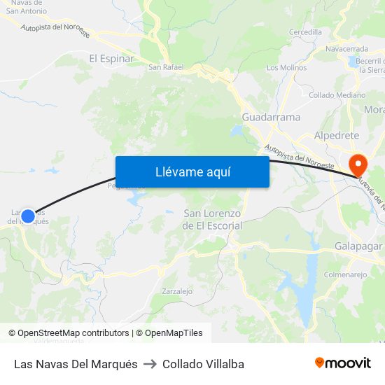 Las Navas Del Marqués to Collado Villalba map