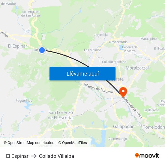 El Espinar to Collado Villalba map