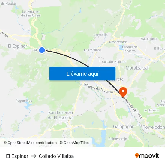 El Espinar to Collado Villalba map