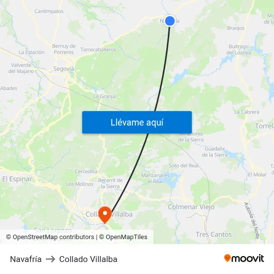 Navafría to Collado Villalba map