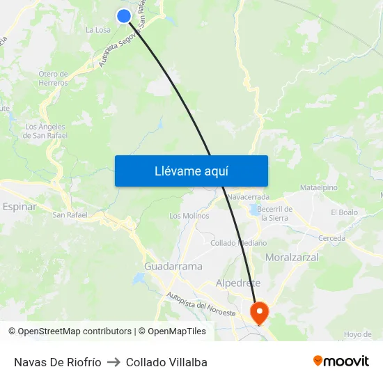 Navas De Riofrío to Collado Villalba map