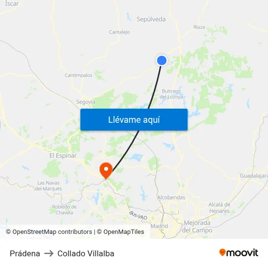 Prádena to Collado Villalba map