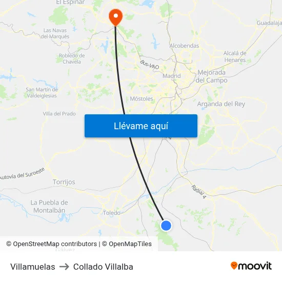 Villamuelas to Collado Villalba map