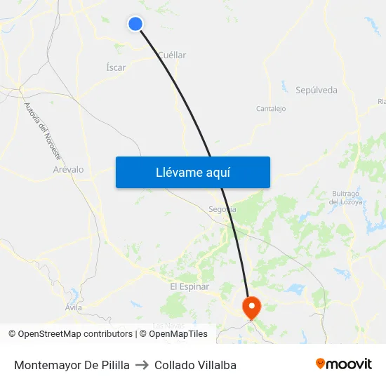 Montemayor De Pililla to Collado Villalba map