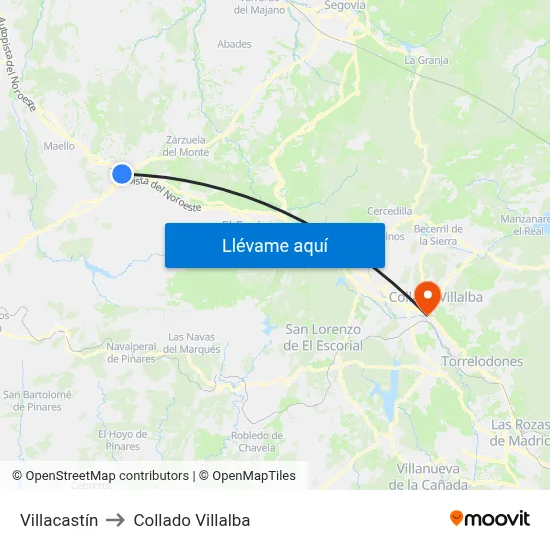 Villacastín to Collado Villalba map