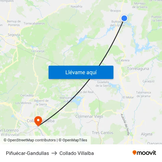 Piñuécar-Gandullas to Collado Villalba map