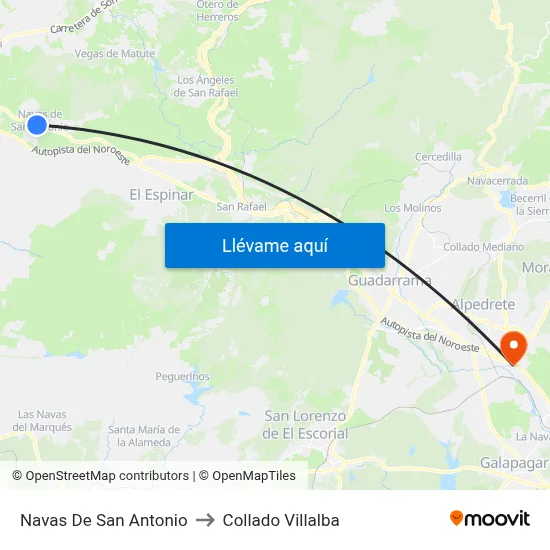 Navas De San Antonio to Collado Villalba map