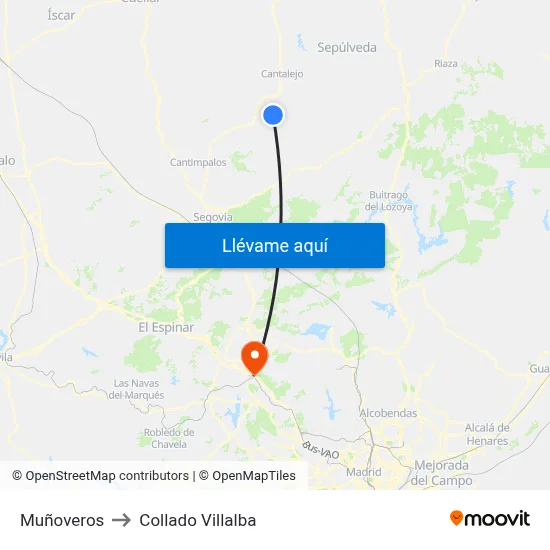 Muñoveros to Collado Villalba map