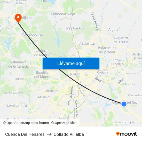 Cuenca Del Henares to Collado Villalba map