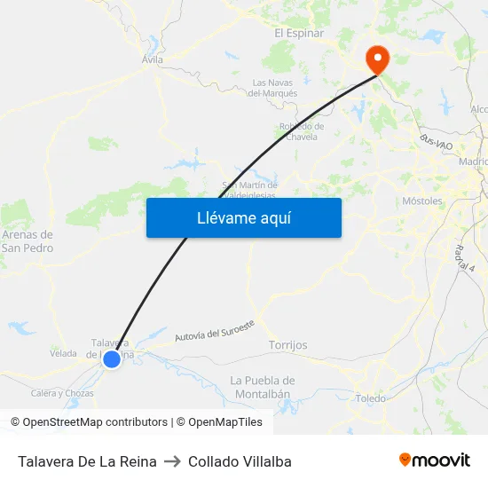 Talavera De La Reina to Collado Villalba map