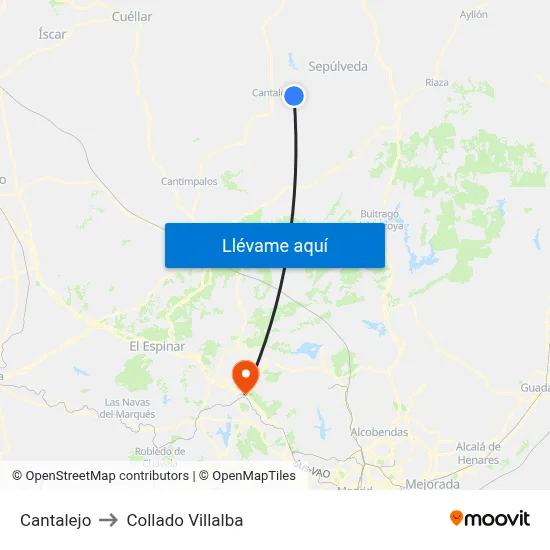 Cantalejo to Collado Villalba map