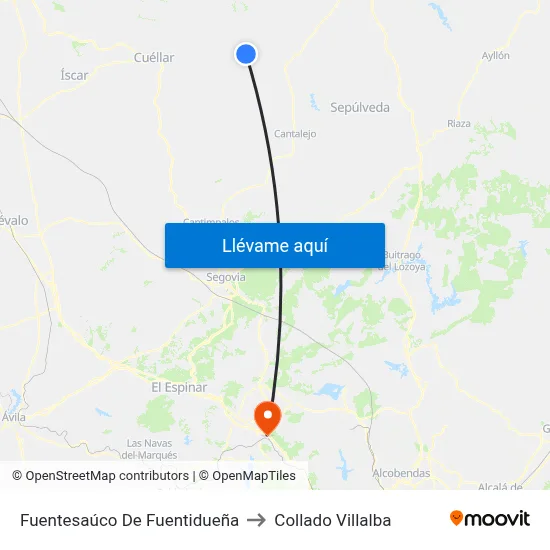Fuentesaúco De Fuentidueña to Collado Villalba map