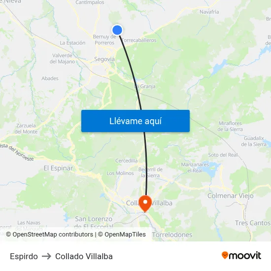 Espirdo to Collado Villalba map