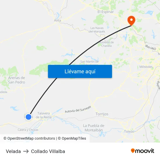 Velada to Collado Villalba map