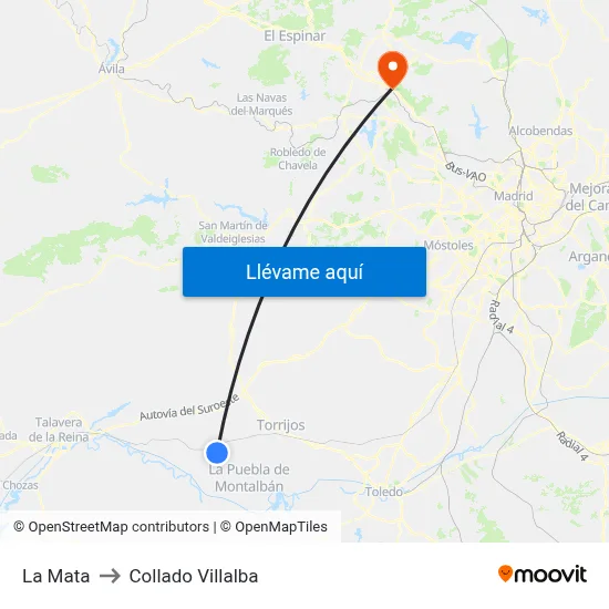 La Mata to Collado Villalba map