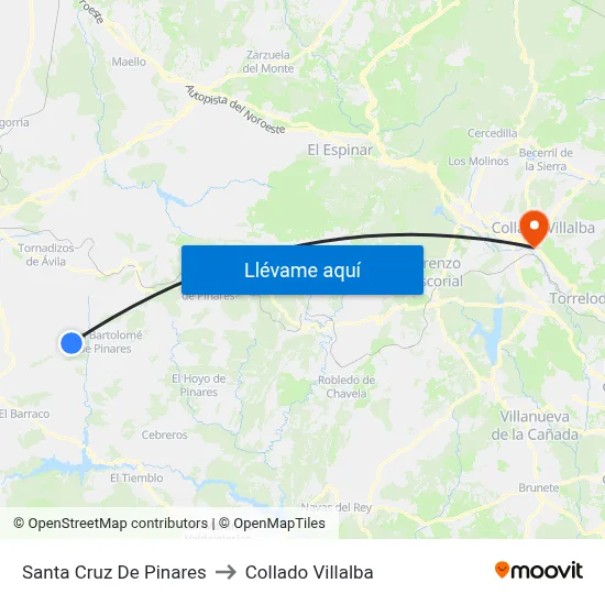 Santa Cruz De Pinares to Collado Villalba map