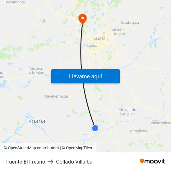 Fuente El Fresno to Collado Villalba map