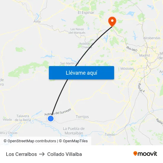 Los Cerralbos to Collado Villalba map