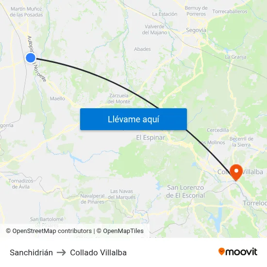 Sanchidrián to Collado Villalba map