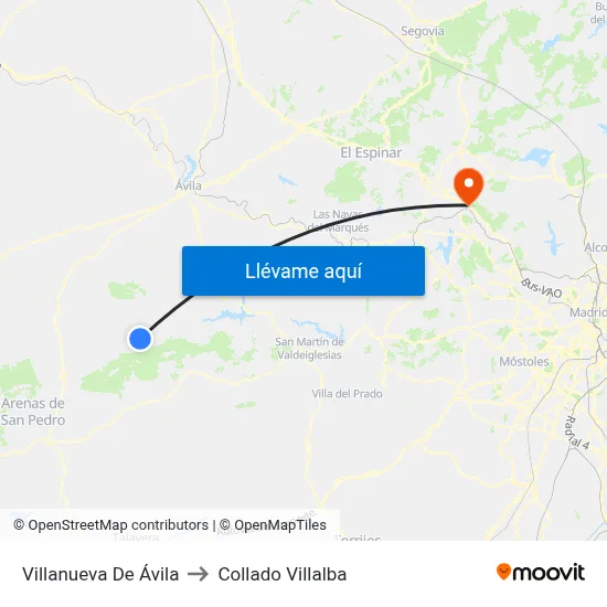 Villanueva De Ávila to Collado Villalba map
