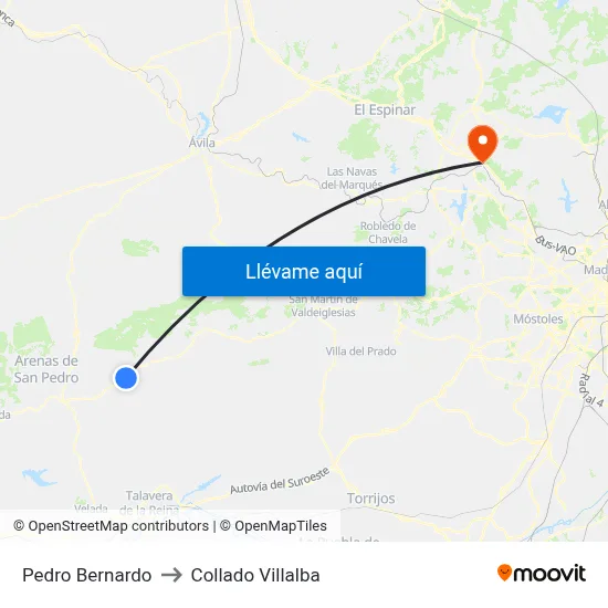 Pedro Bernardo to Collado Villalba map