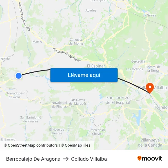 Berrocalejo De Aragona to Collado Villalba map