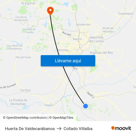 Huerta De Valdecarábanos to Collado Villalba map