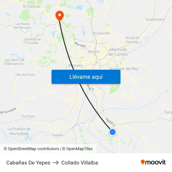 Cabañas De Yepes to Collado Villalba map