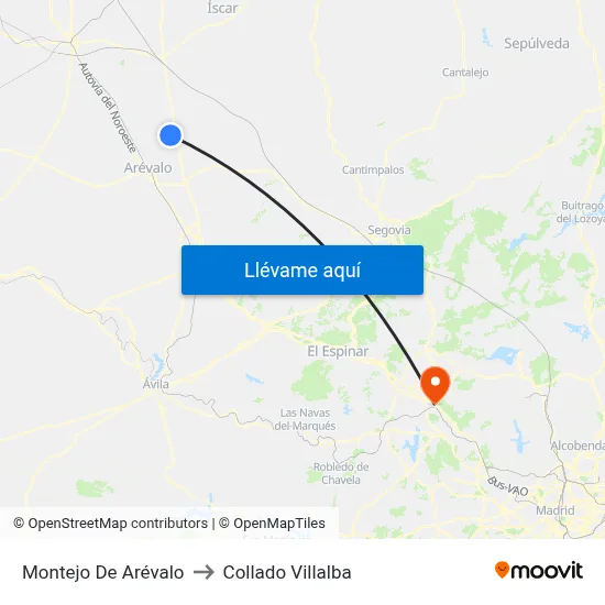 Montejo De Arévalo to Collado Villalba map
