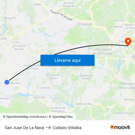San Juan De La Nava to Collado Villalba map