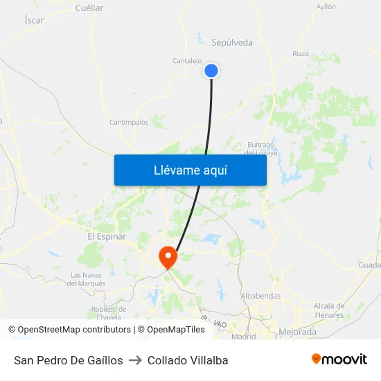 San Pedro De Gaíllos to Collado Villalba map