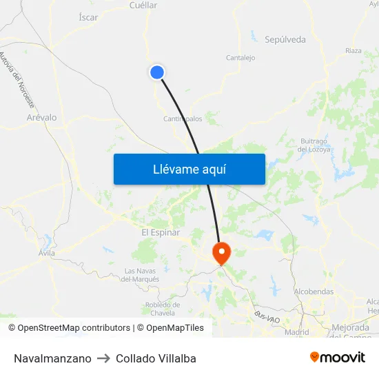 Navalmanzano to Collado Villalba map