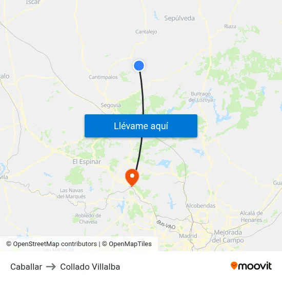 Caballar to Collado Villalba map