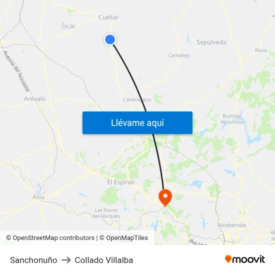 Sanchonuño to Collado Villalba map