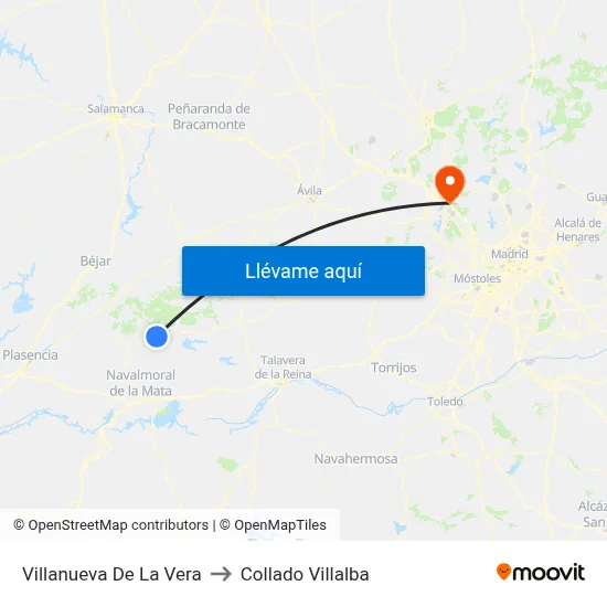 Villanueva De La Vera to Collado Villalba map