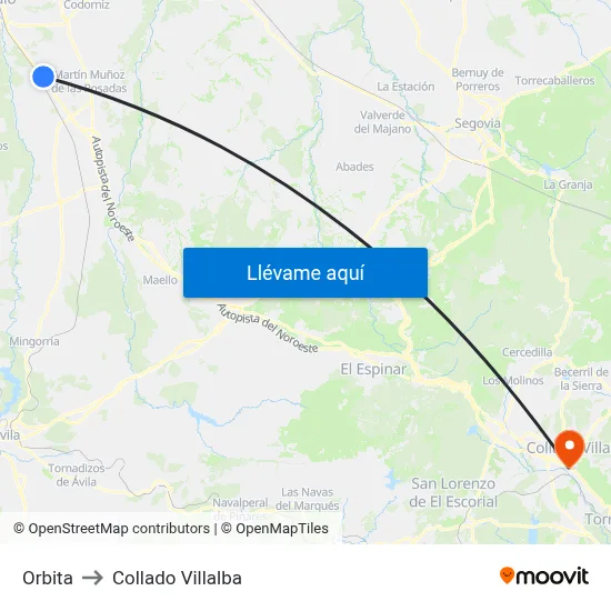 Orbita to Collado Villalba map