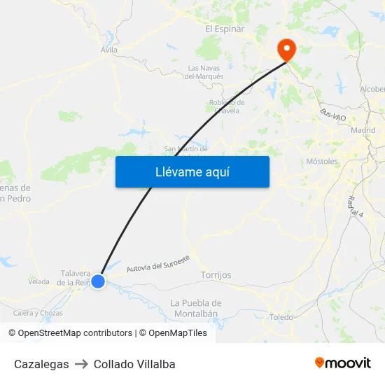 Cazalegas to Collado Villalba map