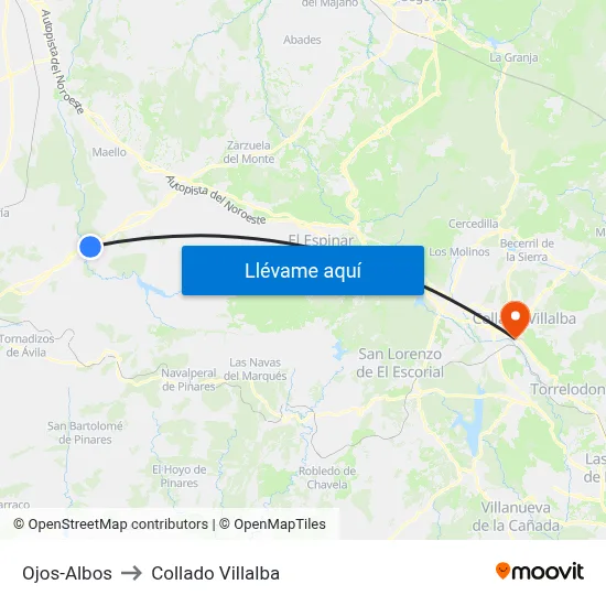 Ojos-Albos to Collado Villalba map